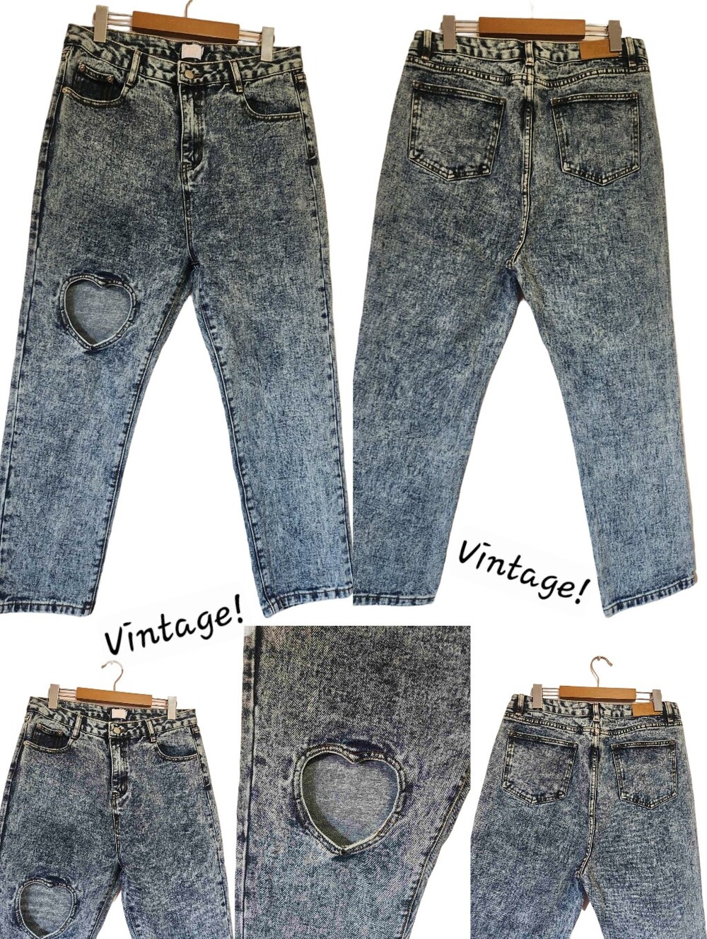 Tal Y2K Acid Wash Denim High Rise Heart Cutout Knee Jeans Size 32